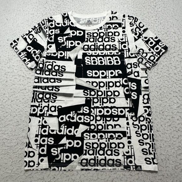 adidas Other - Adidas Boy's Large (14/16) Black White Logo Short Sleeve Athletic T Shirt